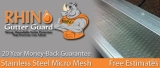 Gutter Guards, Gutter Covers - Stainless steel micro mesh gutter guards.  Rhino Guard, Versa Guard, Gutter Dome