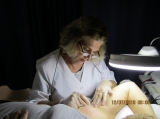Judy Morgan, Electrologist - Judy Morgan, electrologist workiing on client in a comfortable and serene setting.  All client information is private and will not be discussed with anyone.